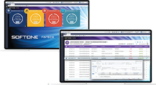 laptops with softone fintech app in screen