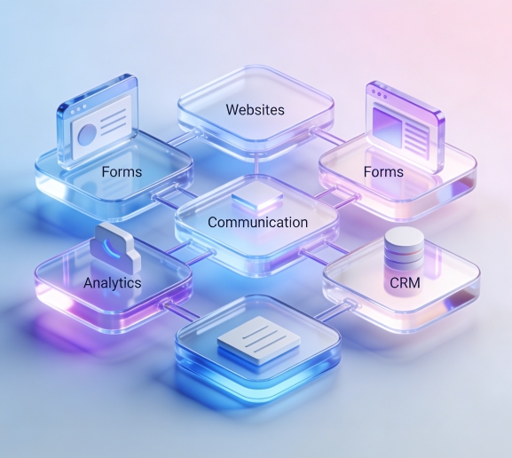 Οι λύσεις της RDC Informatics συνδέουν τα websites σας με φόρμες, συτήματα επικοινωνίας, analytics, CRM ή άλλα επιχειρησιακά εργαλεία.
